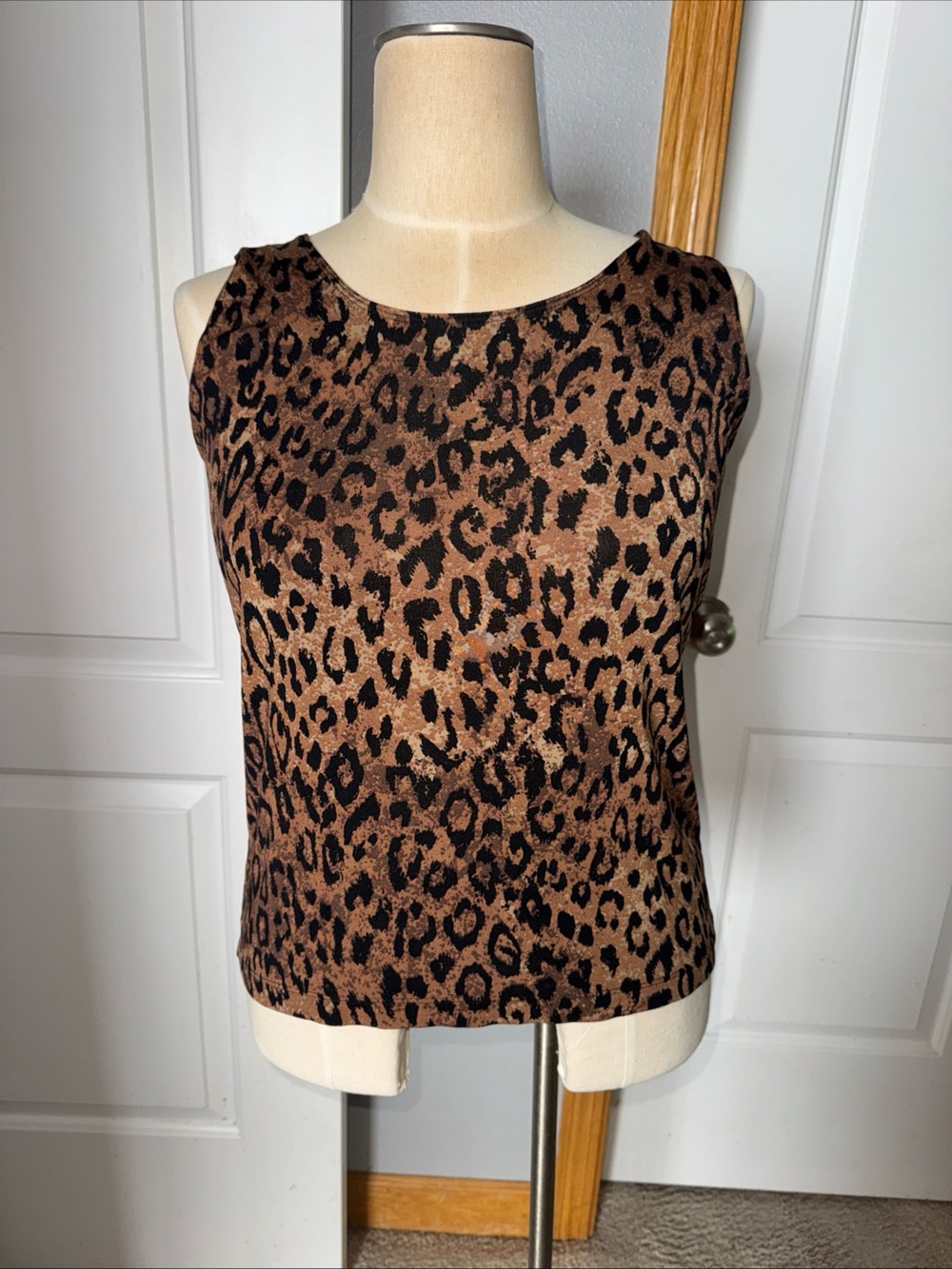 Chicos Travelers 3 XL  Leopard Print Sleeveless Tank Top